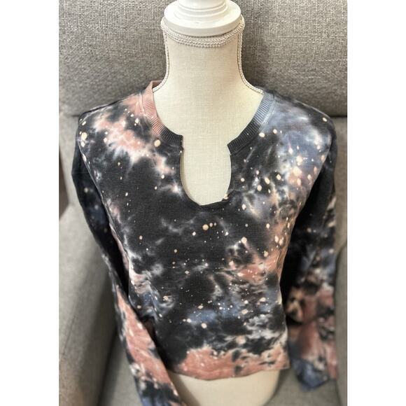 Urban Rebel Cropped Oversized Sweatshirt Women’s Lrg Blue‎ Pink Tie Dye Bohemian - Picture 2 of 5